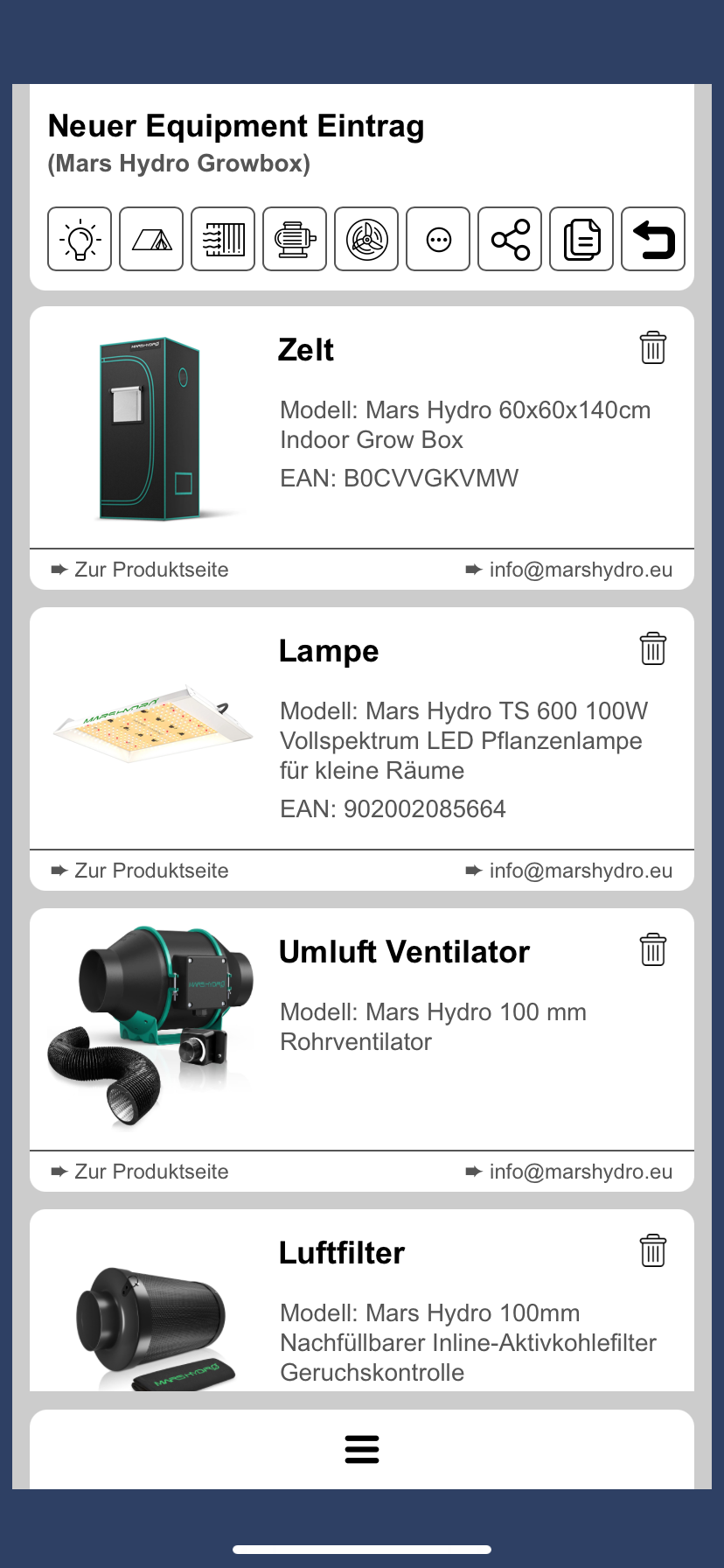 Bloom Pro - Übersicht Equipment