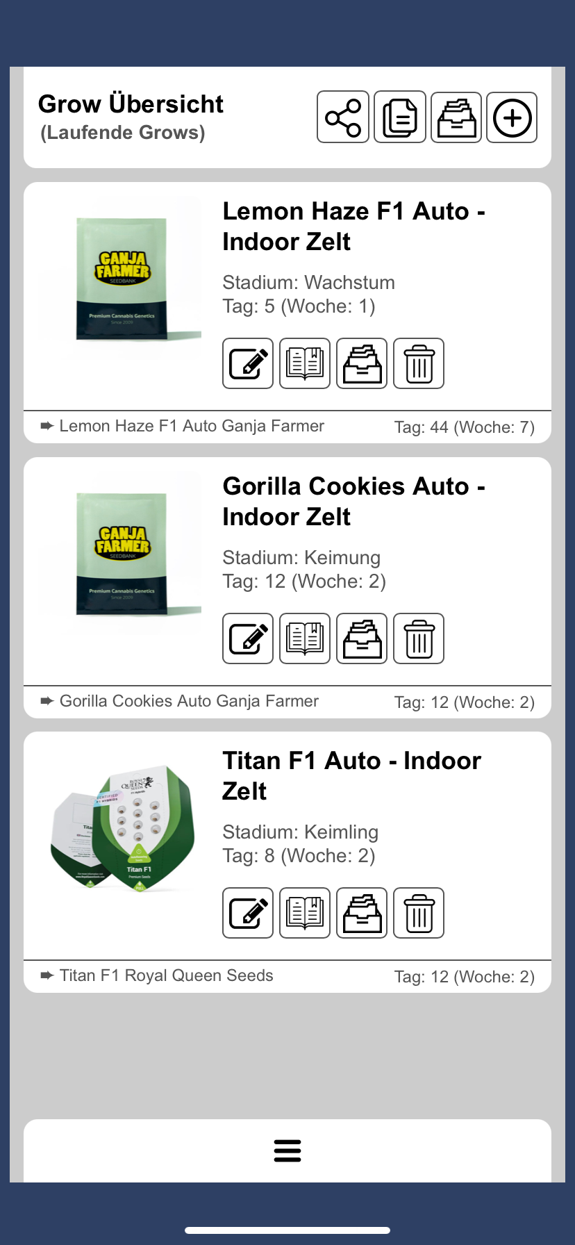 Bloom Pro - Übersicht der Grows