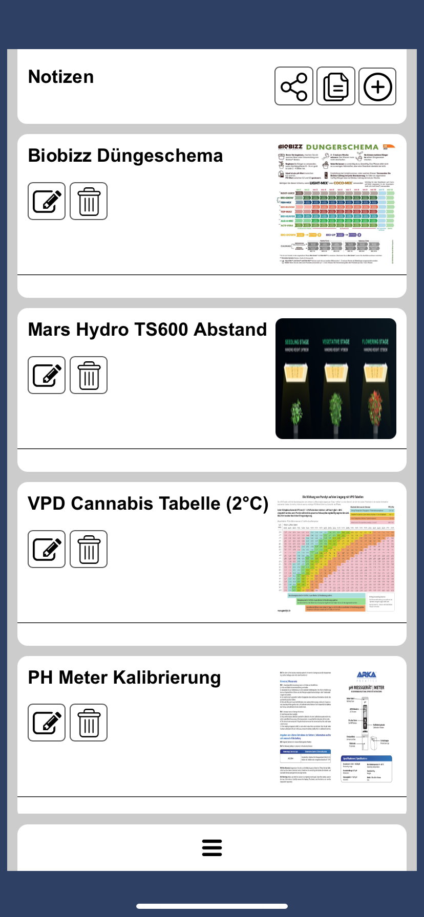 App-Ansicht Übersicht deiner Notizen